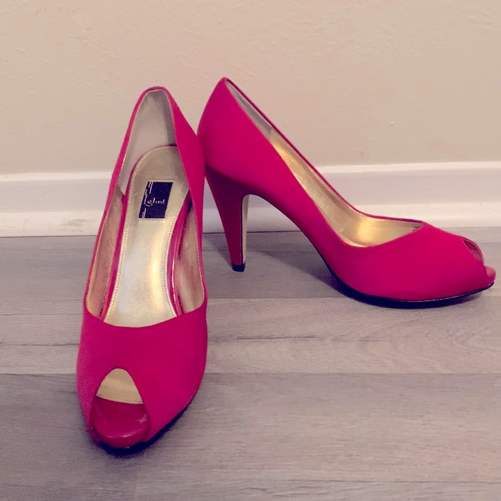 Hot pink heels. Worn once. Peep Toe.